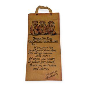 Vintage Pikes Peak Souvenir Leather Banner